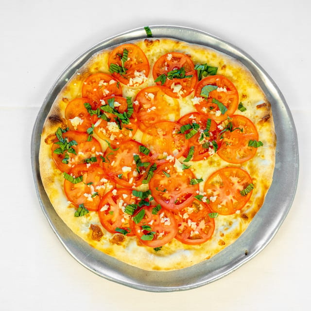 Fresh Tomato & Garlic Pizza.