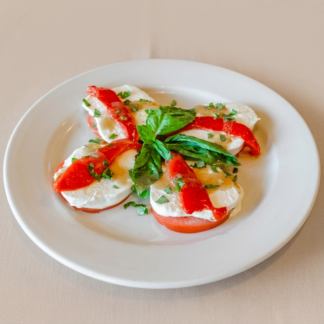 Fresh Mozzarella & Tomatoes with Roasted Peppers Salad.